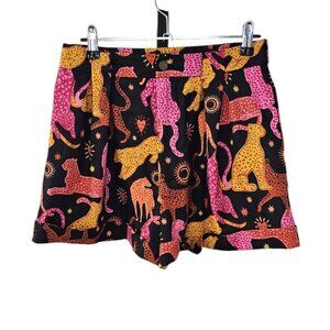 SHEIN Womens High Rise Cosmic Leopard Print Shorts, Size Medium